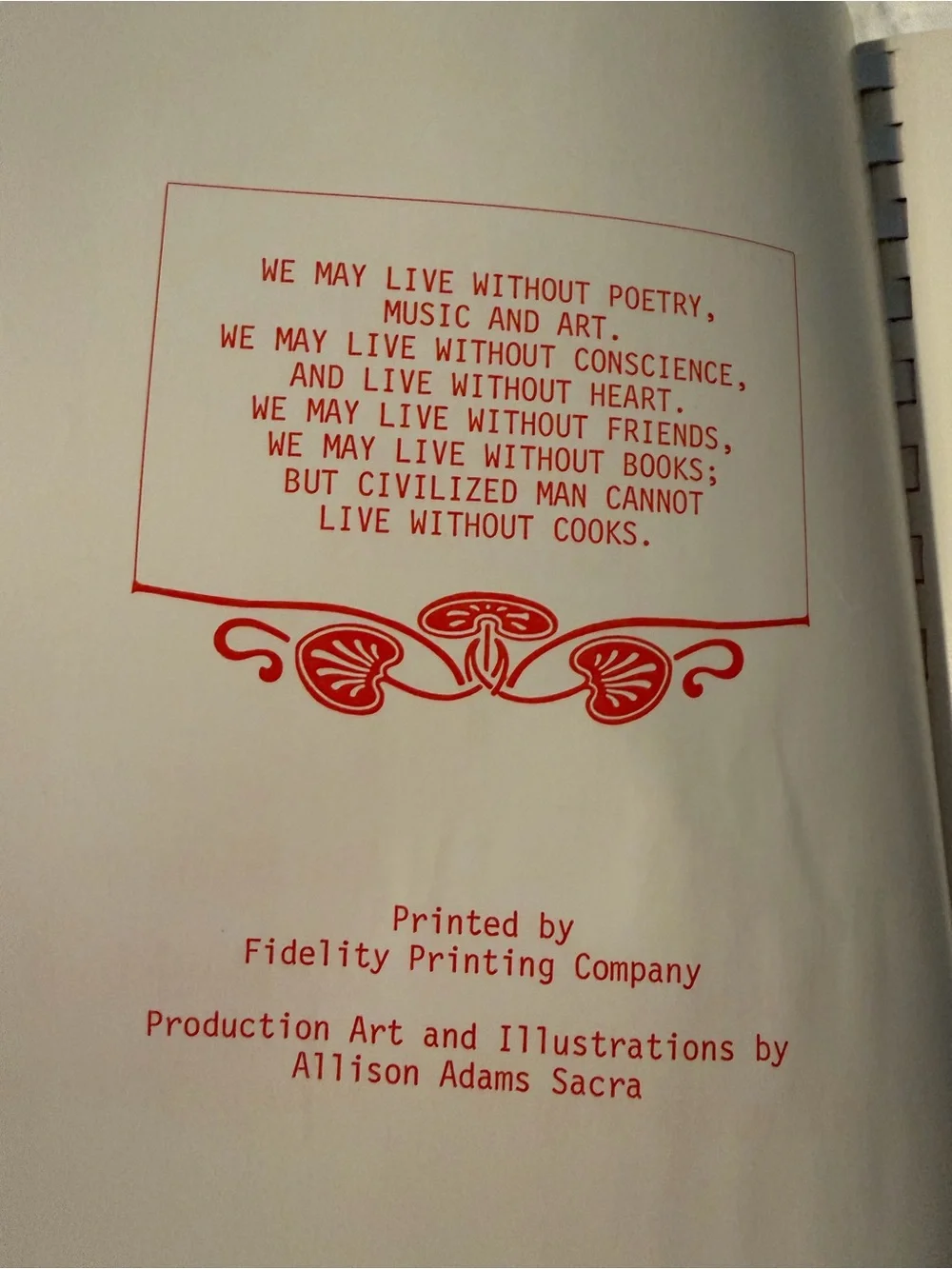 Six Flew Over The Cuckoos Kitchens Cookbook - Cream with Orange Print